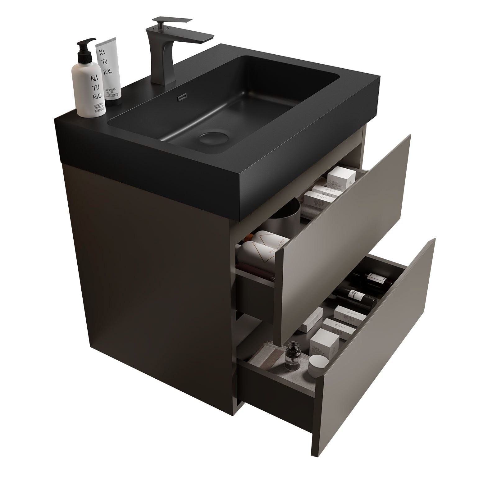 Alice Gray Bathroom Vanity with Soft-Close Drawers & Sink