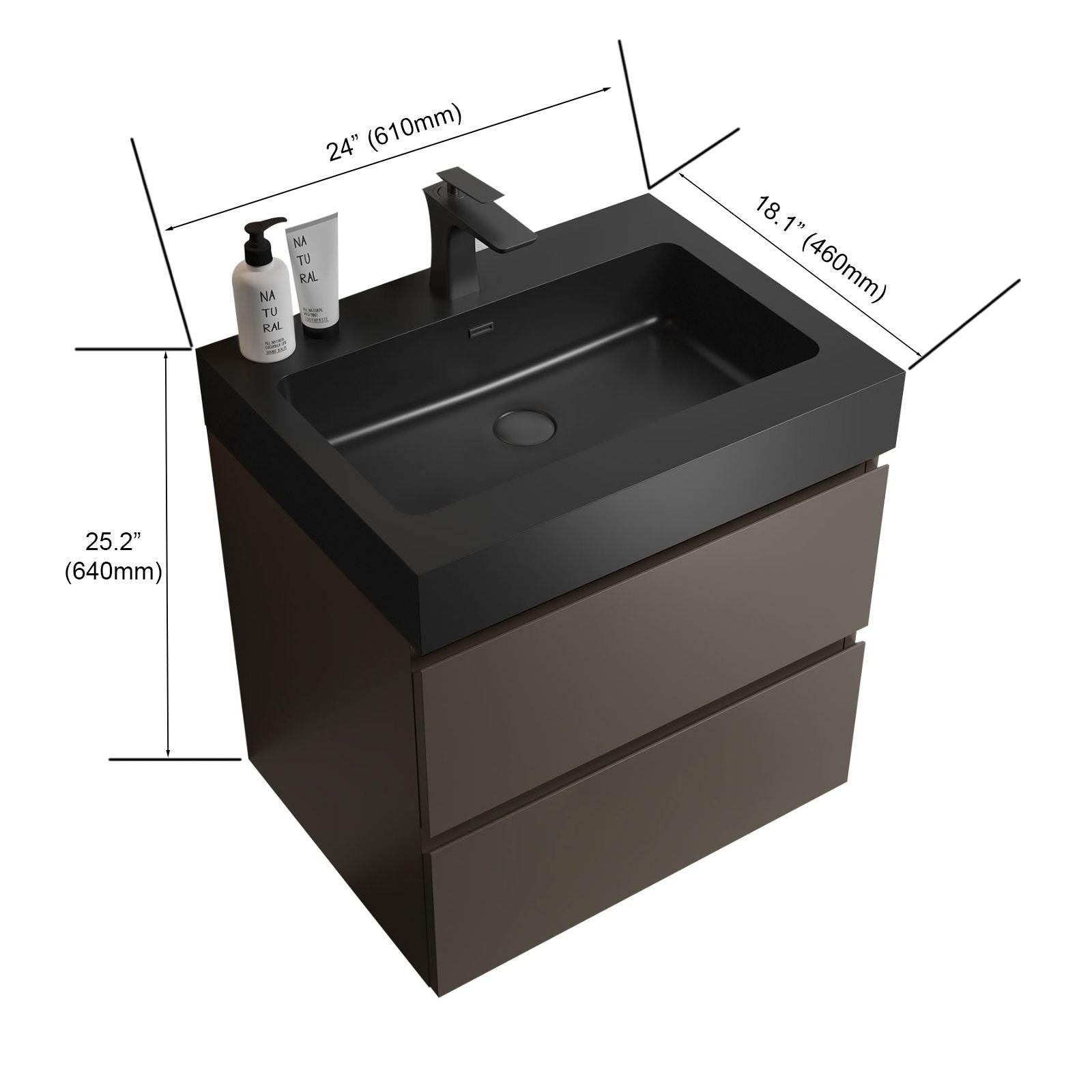 Alice Gray Bathroom Vanity with Soft-Close Drawers & Sink