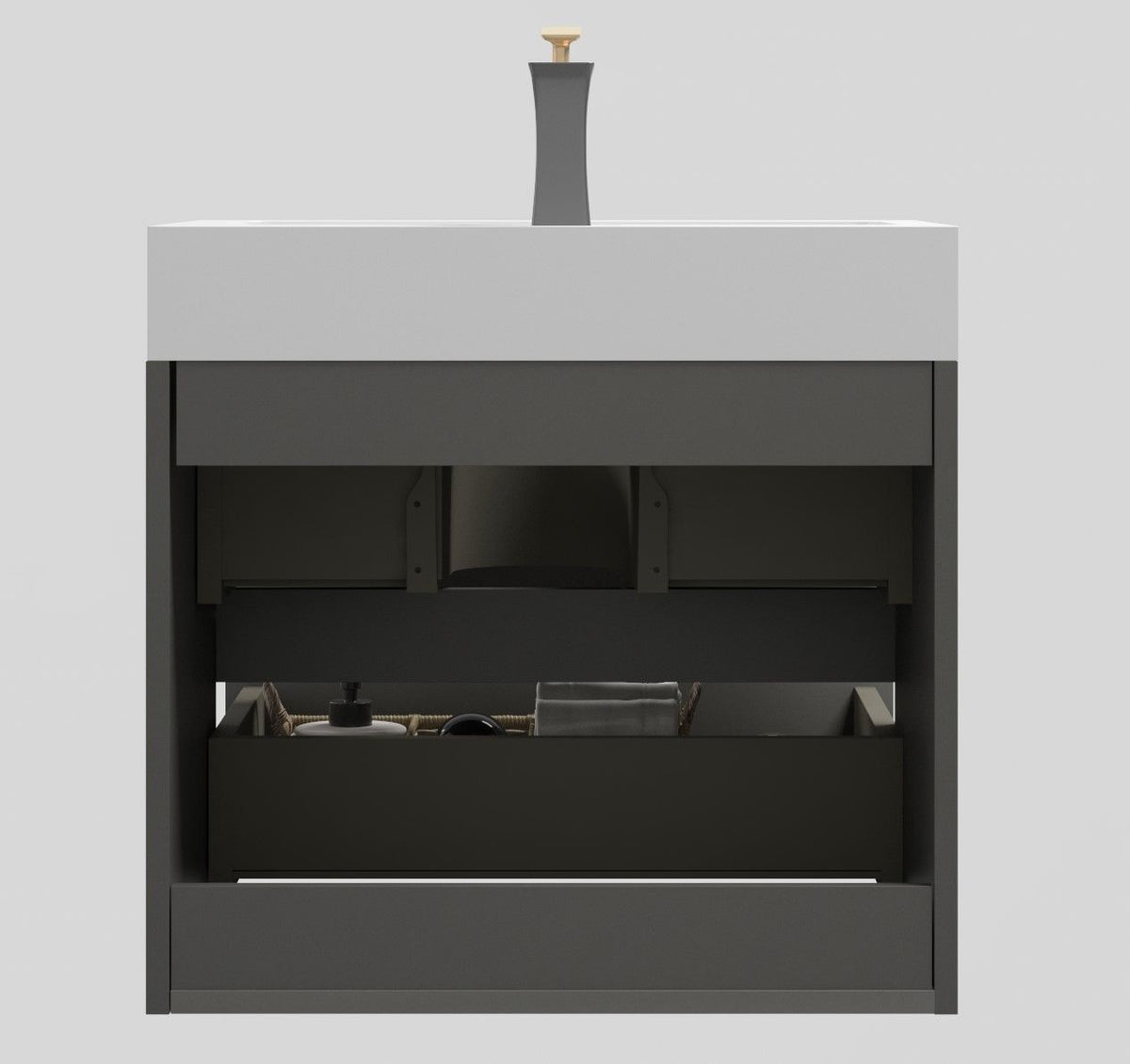 Alice Gray Floating Vanity with White Sink
