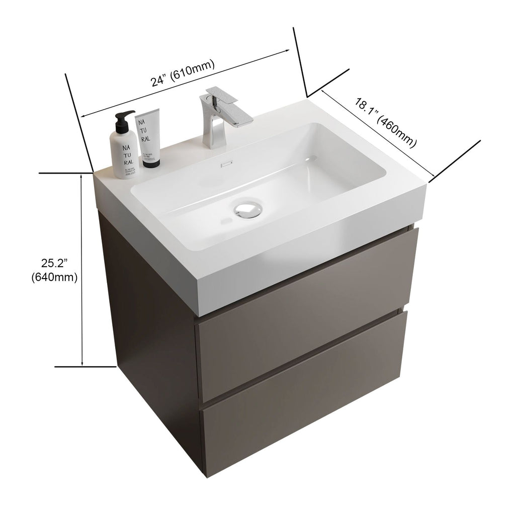 Alice Gray Floating Vanity with White Sink