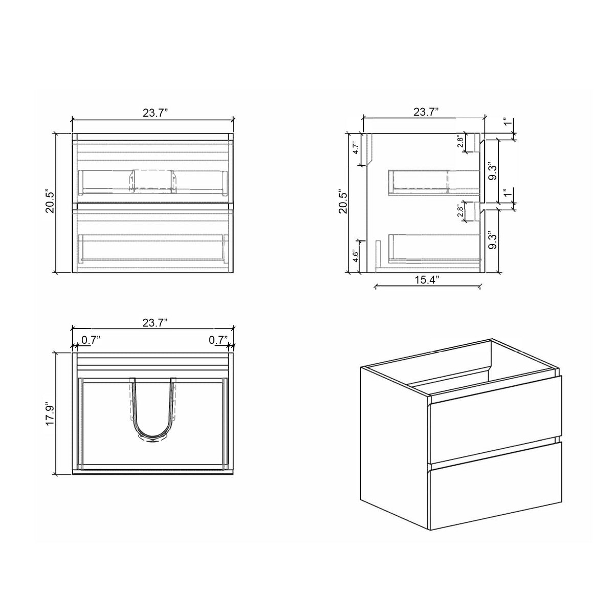 Alice Gray Floating Vanity with White Sink