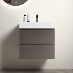 Alice Gray Floating Vanity with White Sink
