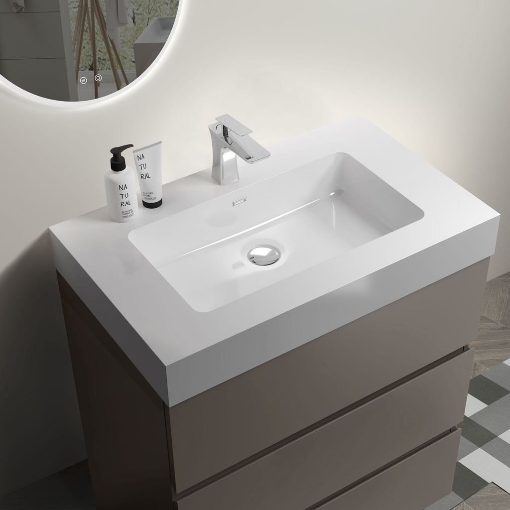 Alice 30- Gray Bathroom Vanity with Soft-Close Drawers and Sink