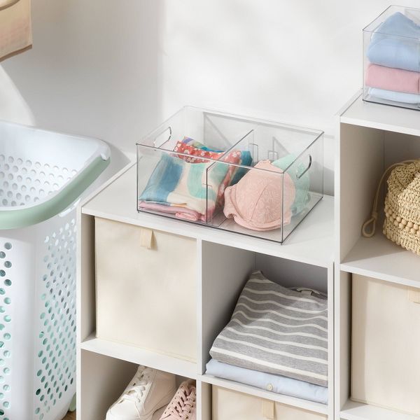 Clear All-Purpose Storage Bin with Adjustable Divider
