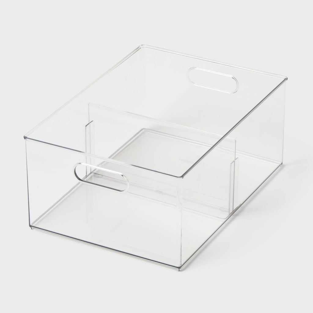 Clear All-Purpose Storage Bin with Adjustable Divider