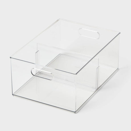 Clear All-Purpose Storage Bin with Adjustable Divider