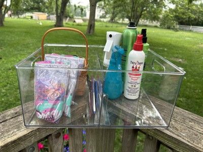 Clear All-Purpose Storage Bin with Adjustable Divider