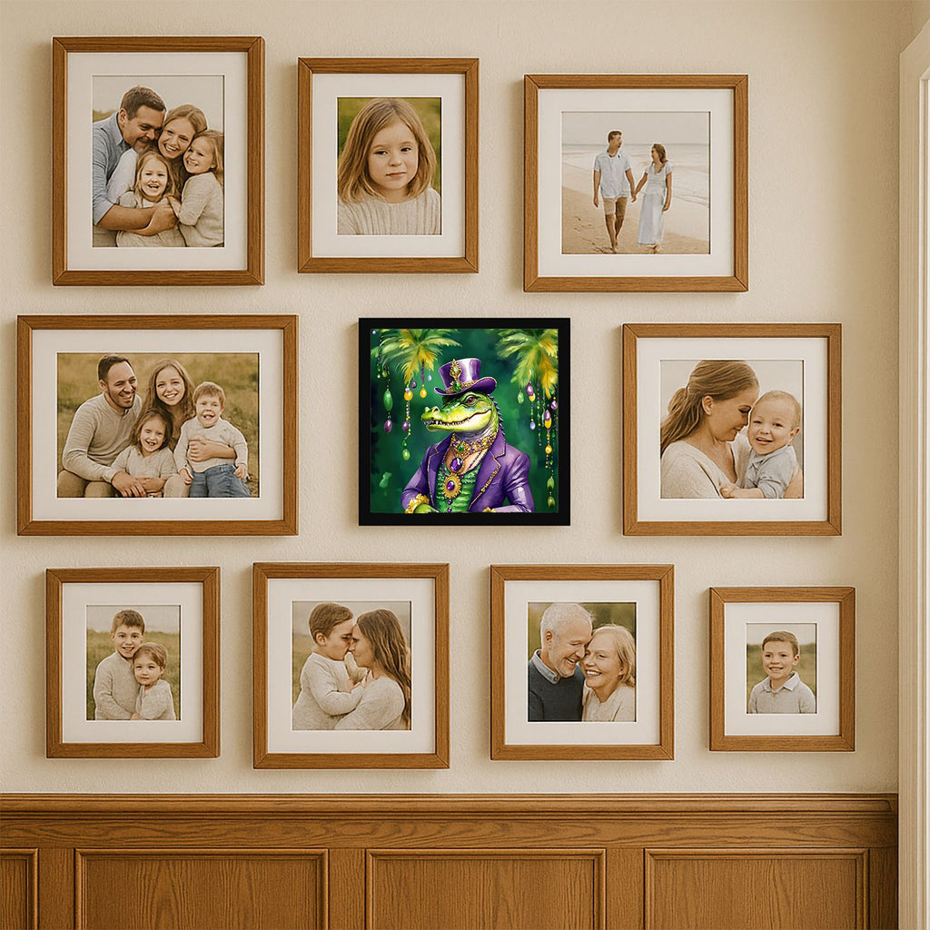 Alligator King of Mardi Gras Framed Wall Art