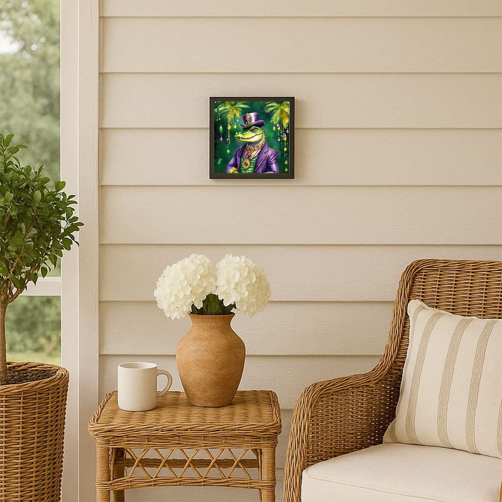 Alligator King of Mardi Gras Framed Wall Art