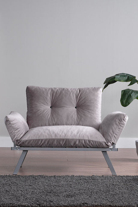 Chenille Futon Love Seat with Adjustable Backrest - Convertible Sofa Bed