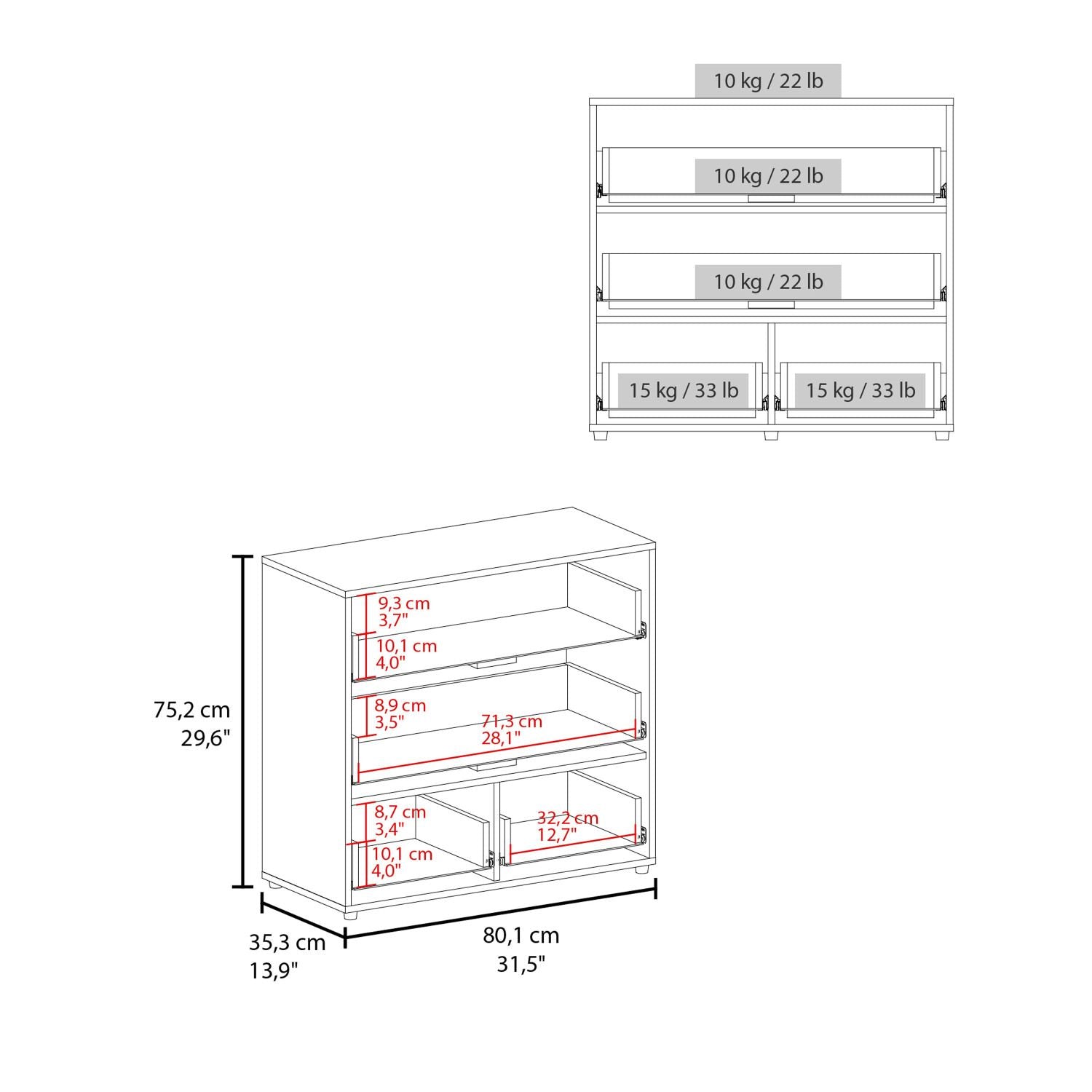 Alpine Four-Drawer Dresser with Clean Modern Styling
