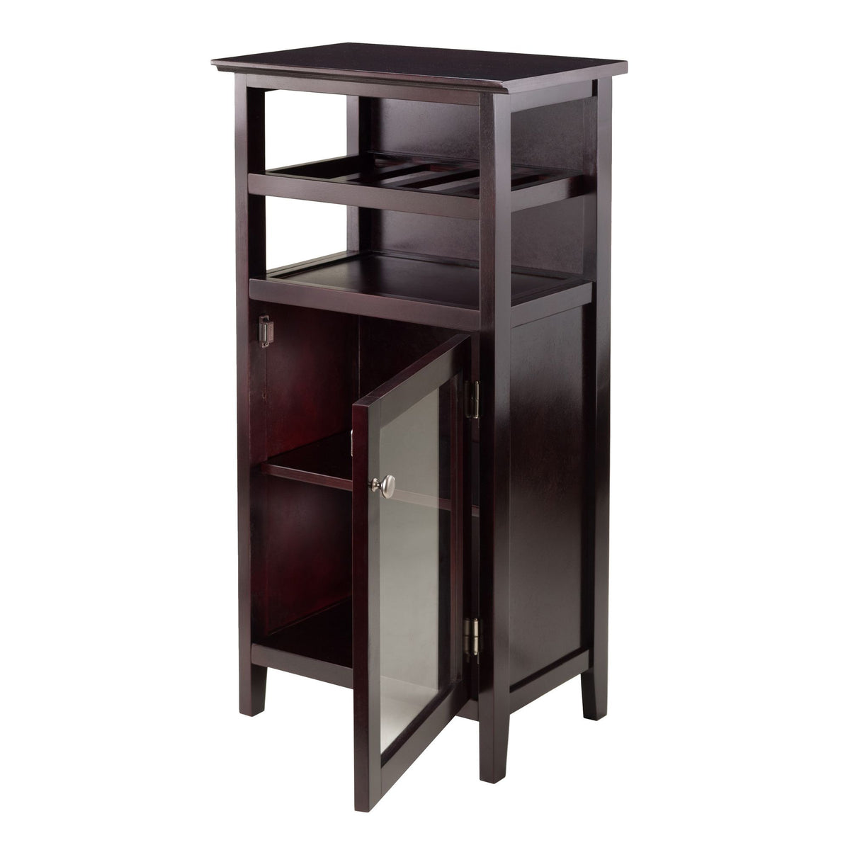 Alta Wine Cabinet with Espresso Finish - Contemporary Wine Storage Shelf