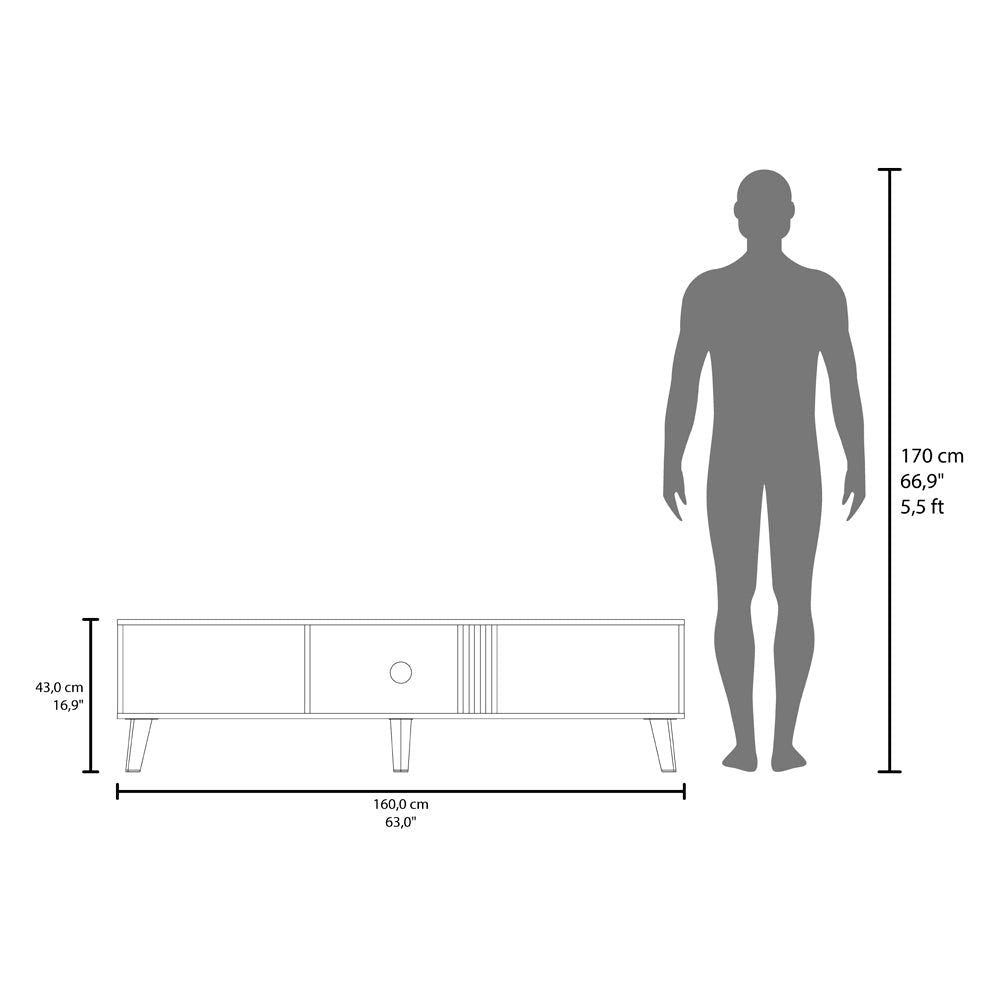 Modern TV Stand with Soft-Close Cabinets and Open Shelving