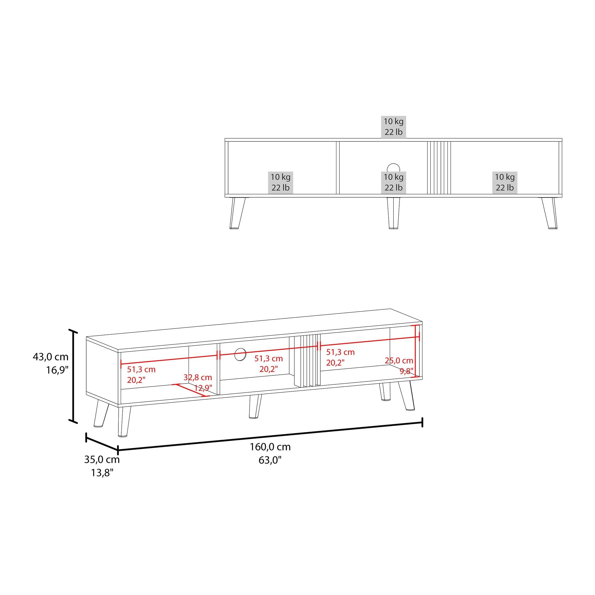 Modern TV Stand with Soft-Close Cabinets and Open Shelving