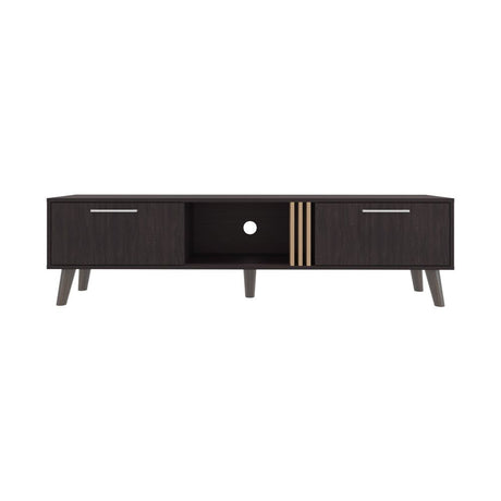 Modern TV Stand with Soft-Close Cabinets and Open Shelving