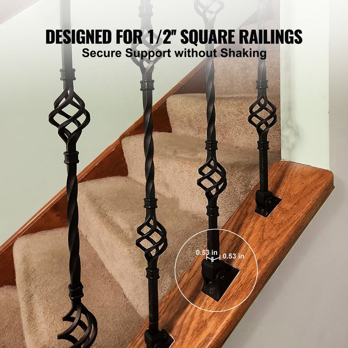 Adjustable Square Baluster Shoes for Sloped Staircases