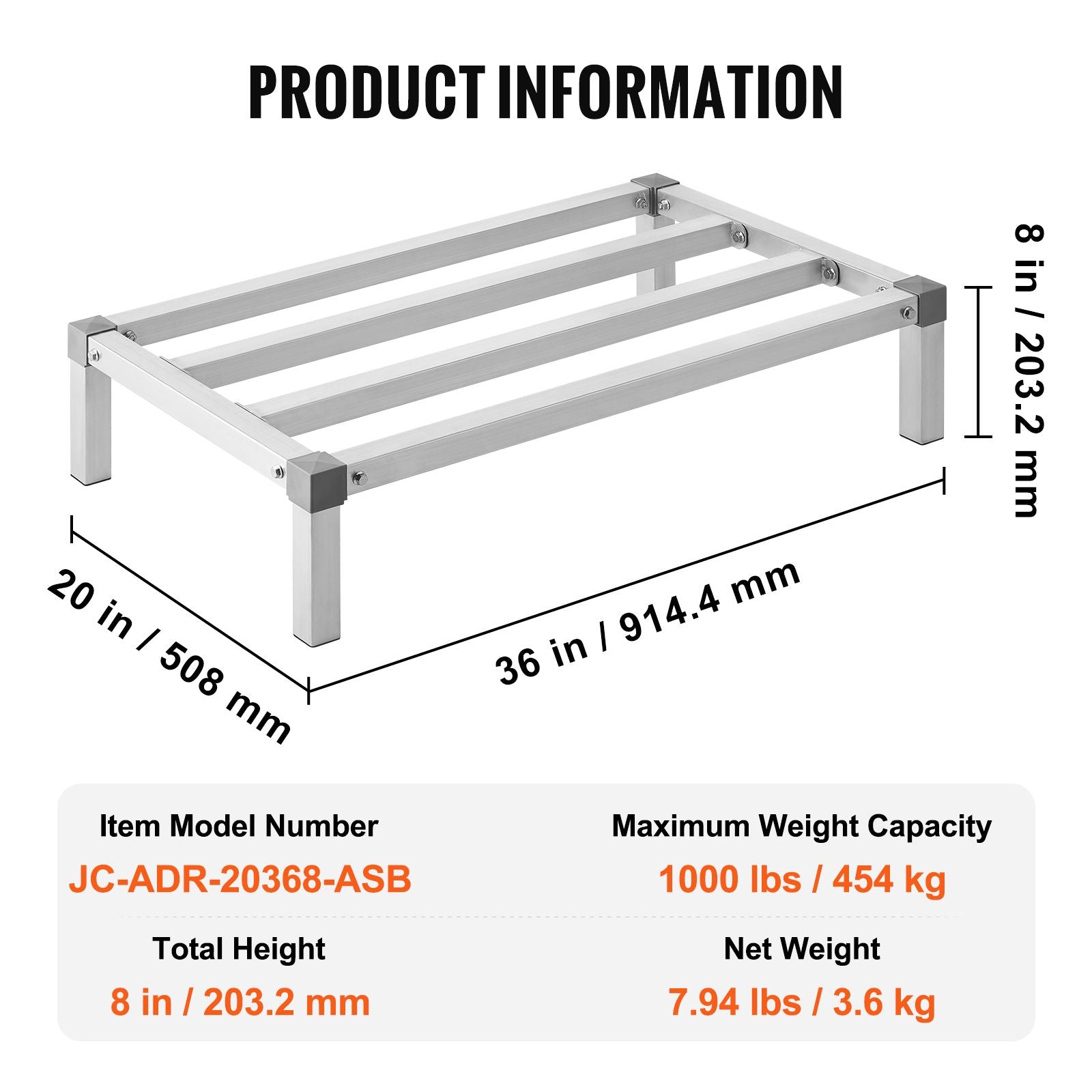 practical Aluminum Dunnage Rack for Commercial Kitchens and Garages