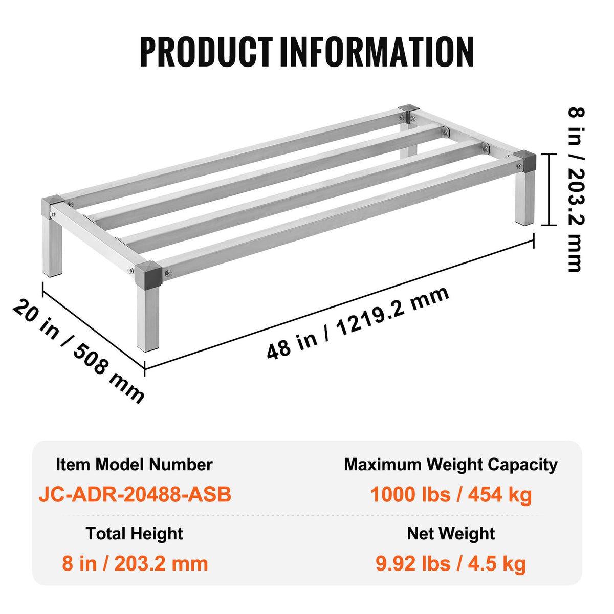 Adjustable Commercial Dunnage Rack for Raised Storage