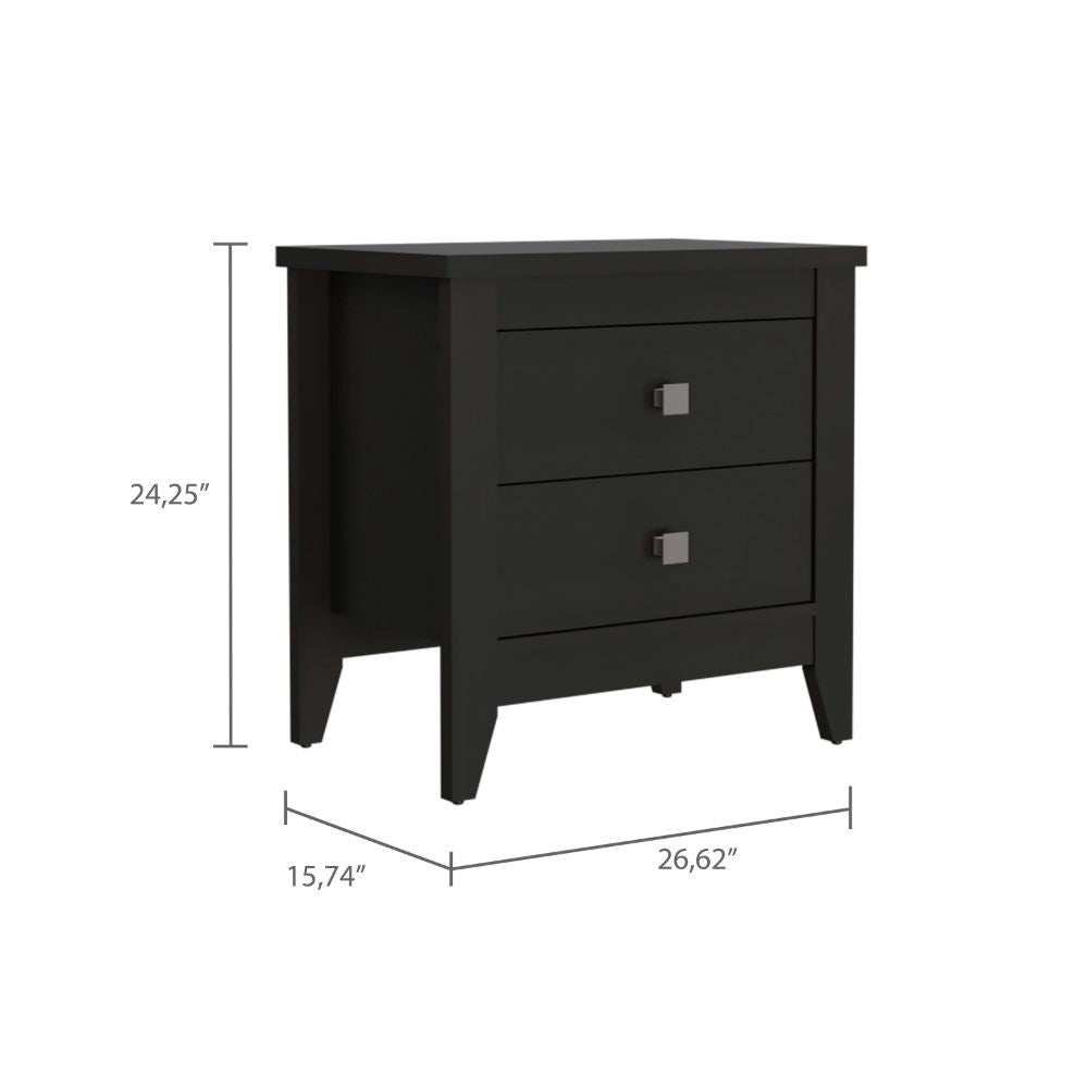 Amara Two-Drawer Nightstand in Black