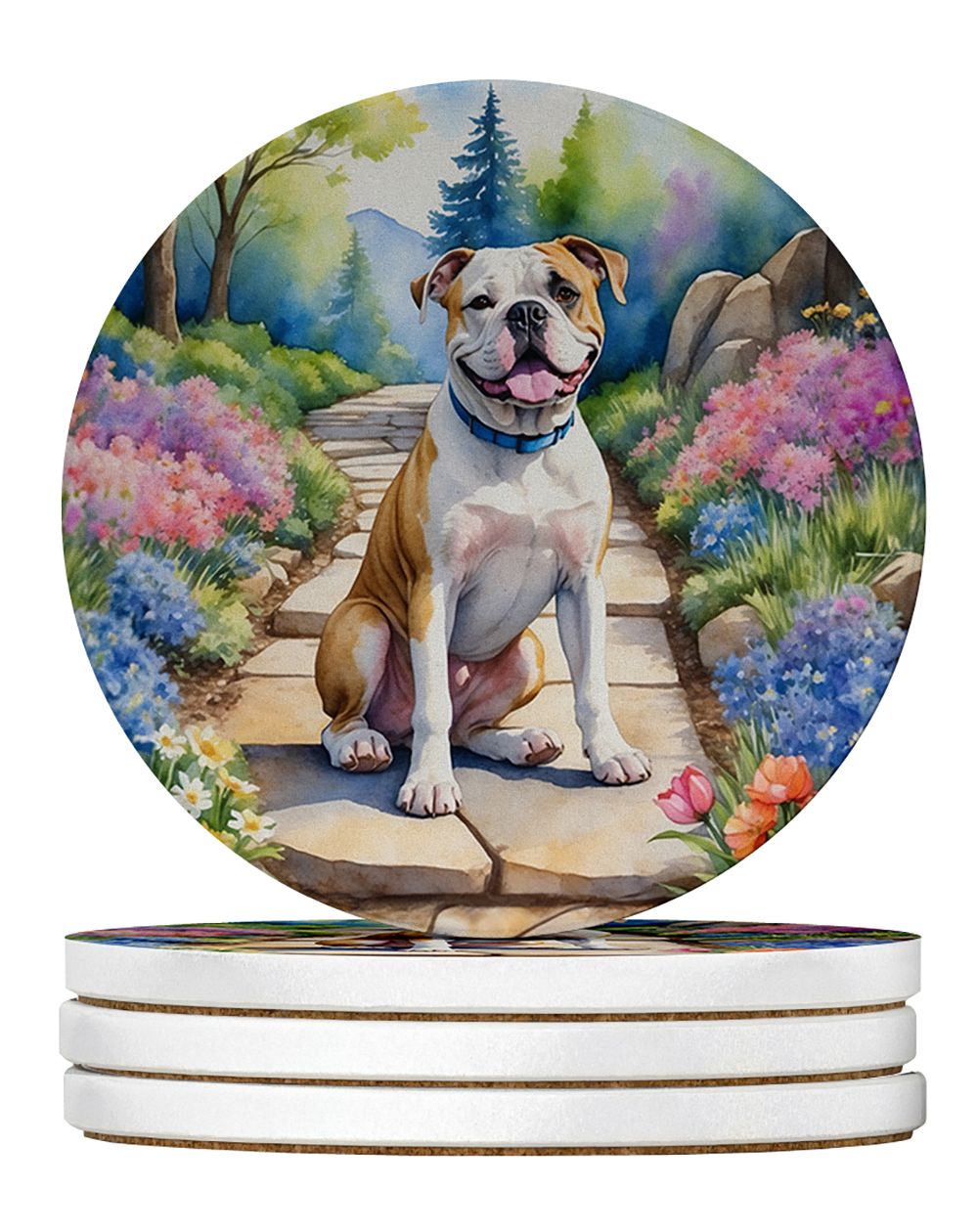 American Bulldog Spring Garden Coaster Set