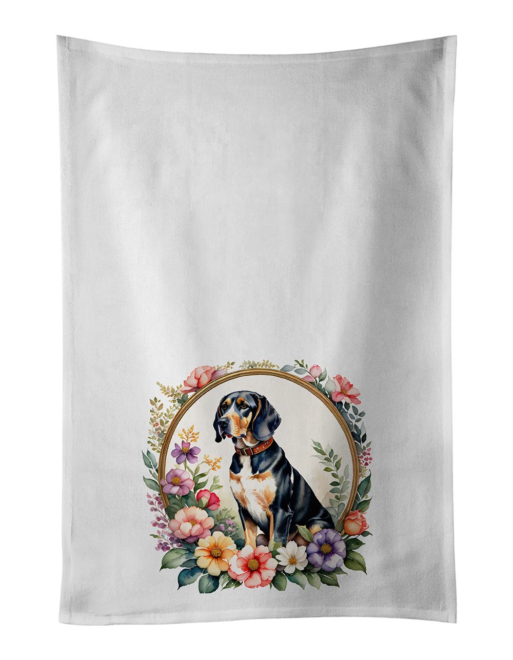 American English Coonhound and Flowers Kitchen Towels