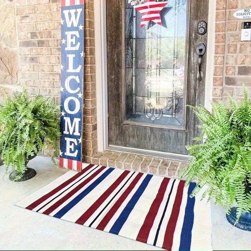 Patriotic American Flag Doormat for Front Door Decor