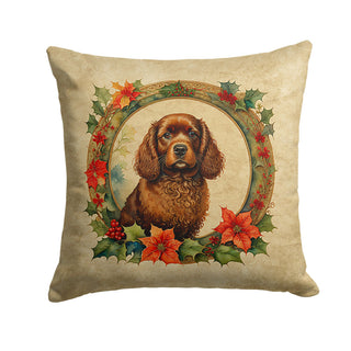 American Water Spaniel Christmas Flowers Pillow