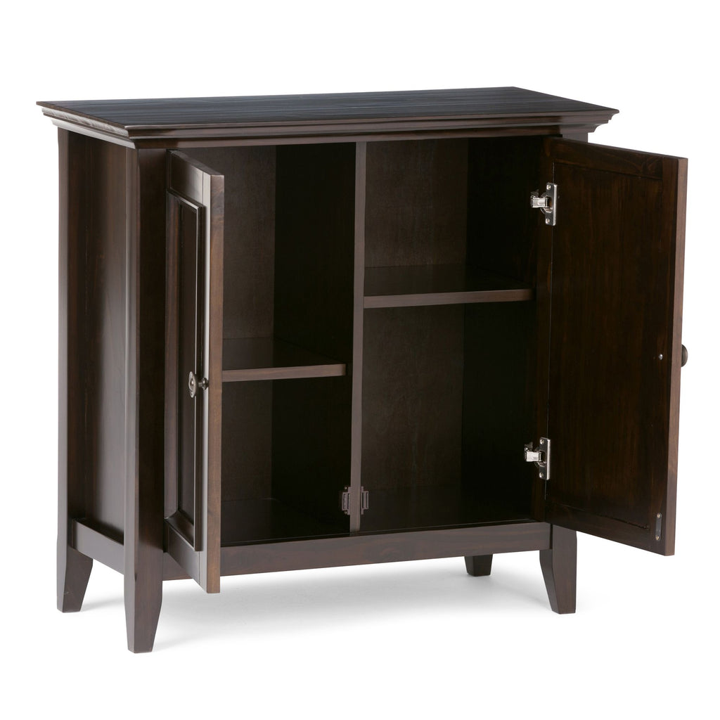 Amherst Low Storage Cabinet – Hickory Brown with Adjustable Shelves