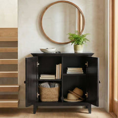 Amherst Low Storage Cabinet – Hickory Brown with Adjustable Shelves