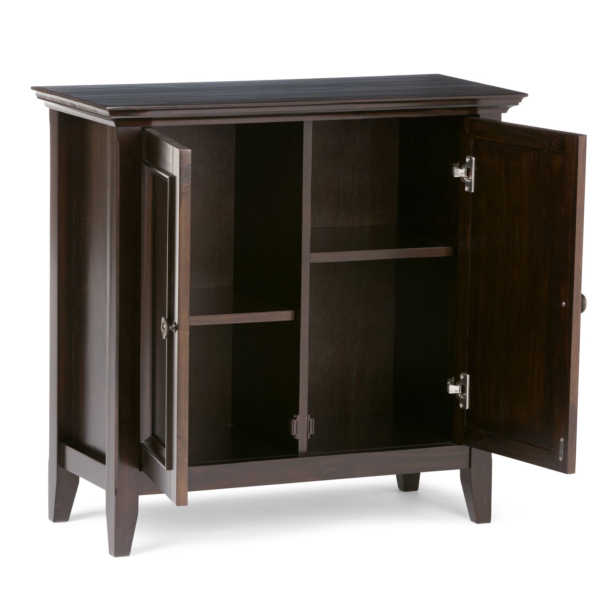 Amherst Low Storage Cabinet – Hickory Brown with Adjustable Shelves