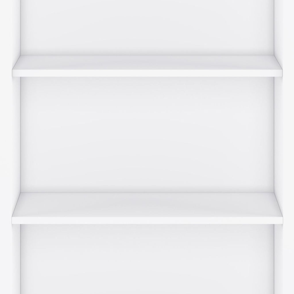 Transitional White Bookcase with Adjustable Shelves for Living Room or Office