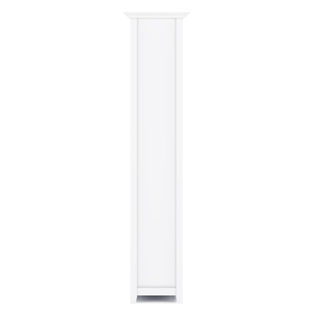 Transitional White Bookcase with Adjustable Shelves for Living Room or Office