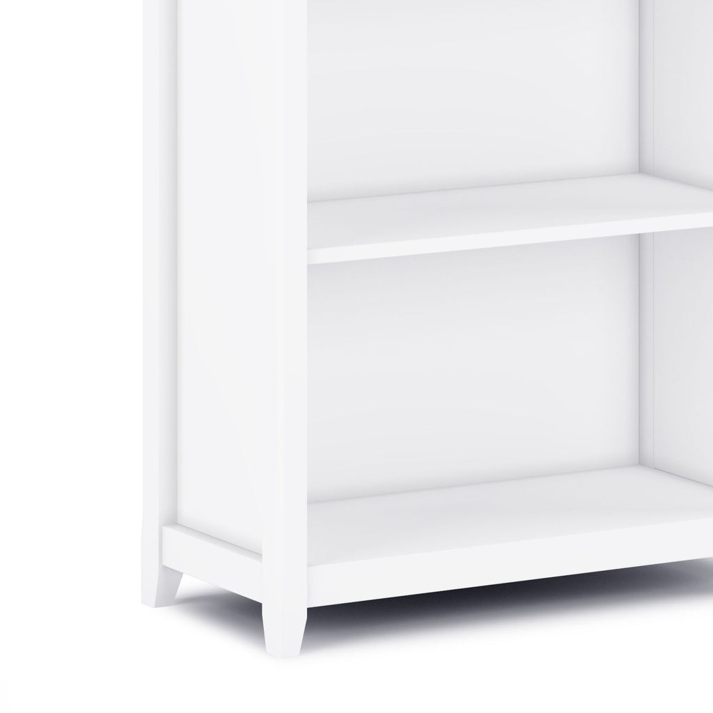 Transitional White Bookcase with Adjustable Shelves for Living Room or Office