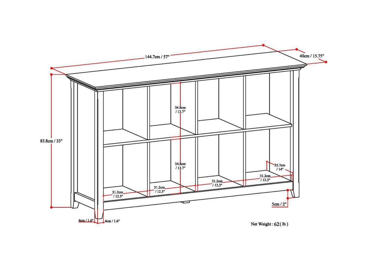 Amherst Eight-Cube Sofa Table in Hickory Brown