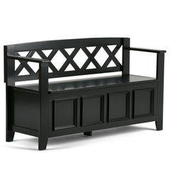 Amherst Solid Wood Entryway Storage Bench in Black