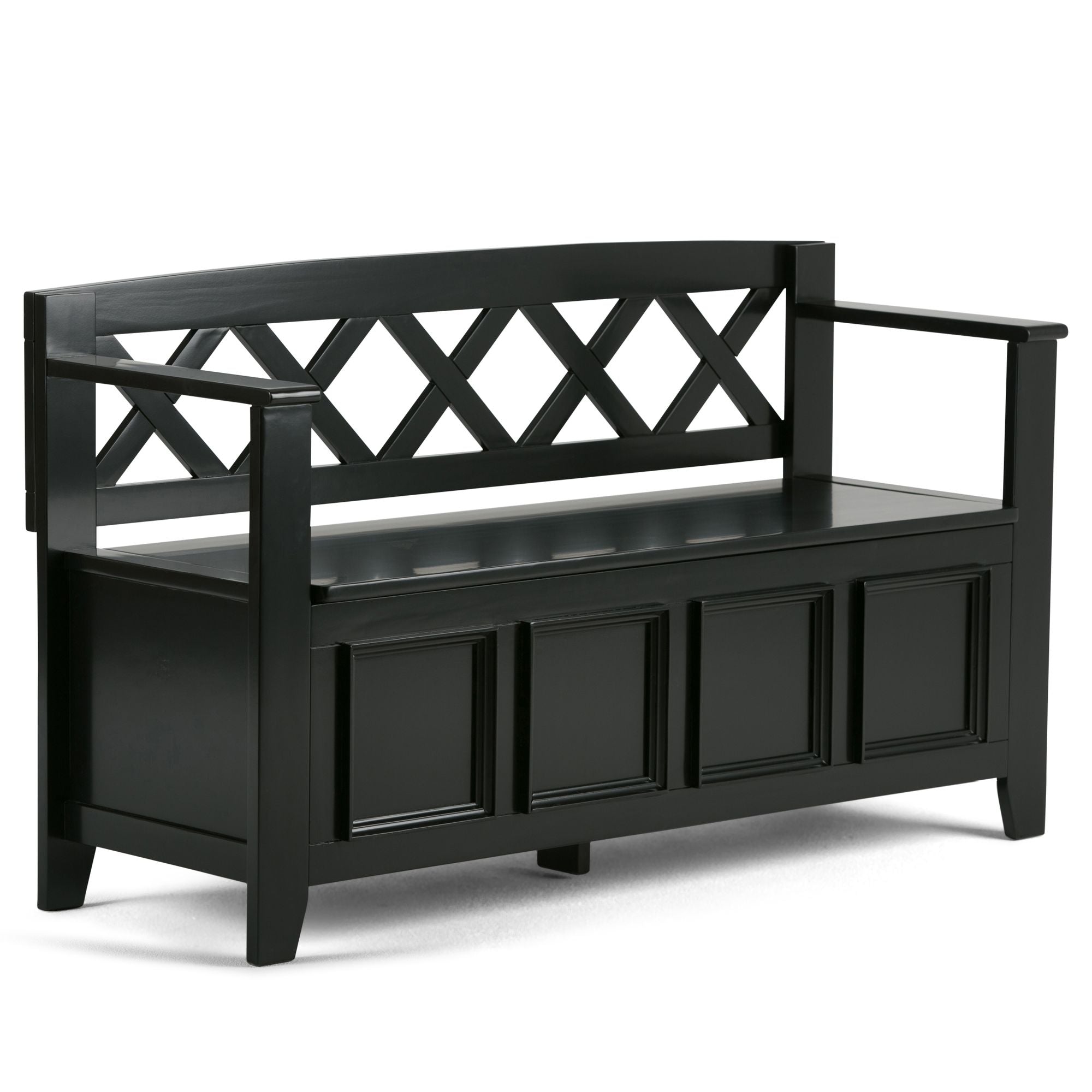 Amherst Solid Wood Entryway Storage Bench in Black