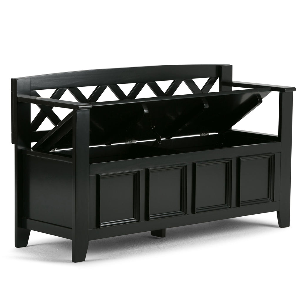Amherst Solid Wood Entryway Storage Bench in Black