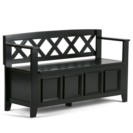 Amherst Solid Wood Entryway Storage Bench in Black