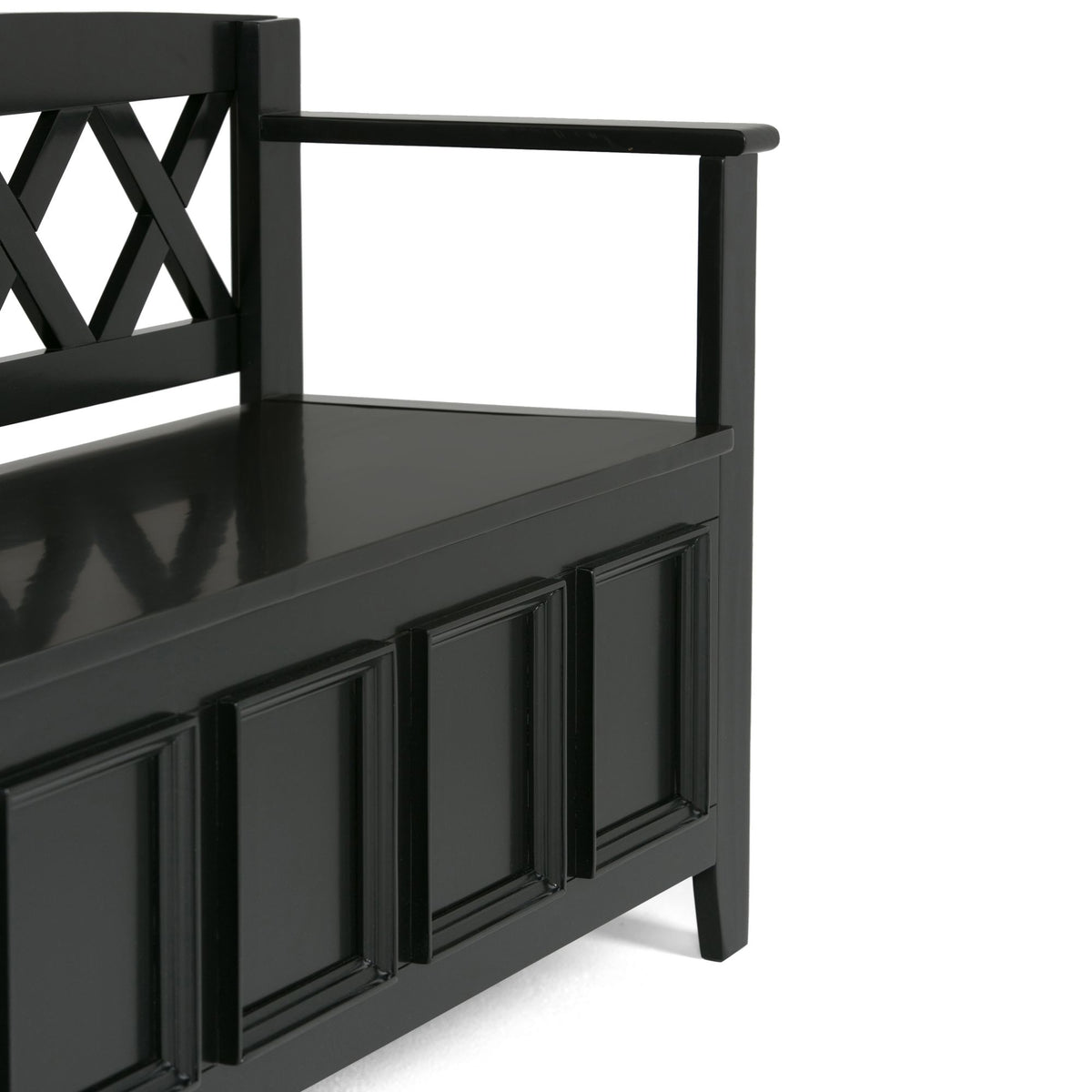 Amherst Solid Wood Entryway Storage Bench in Black