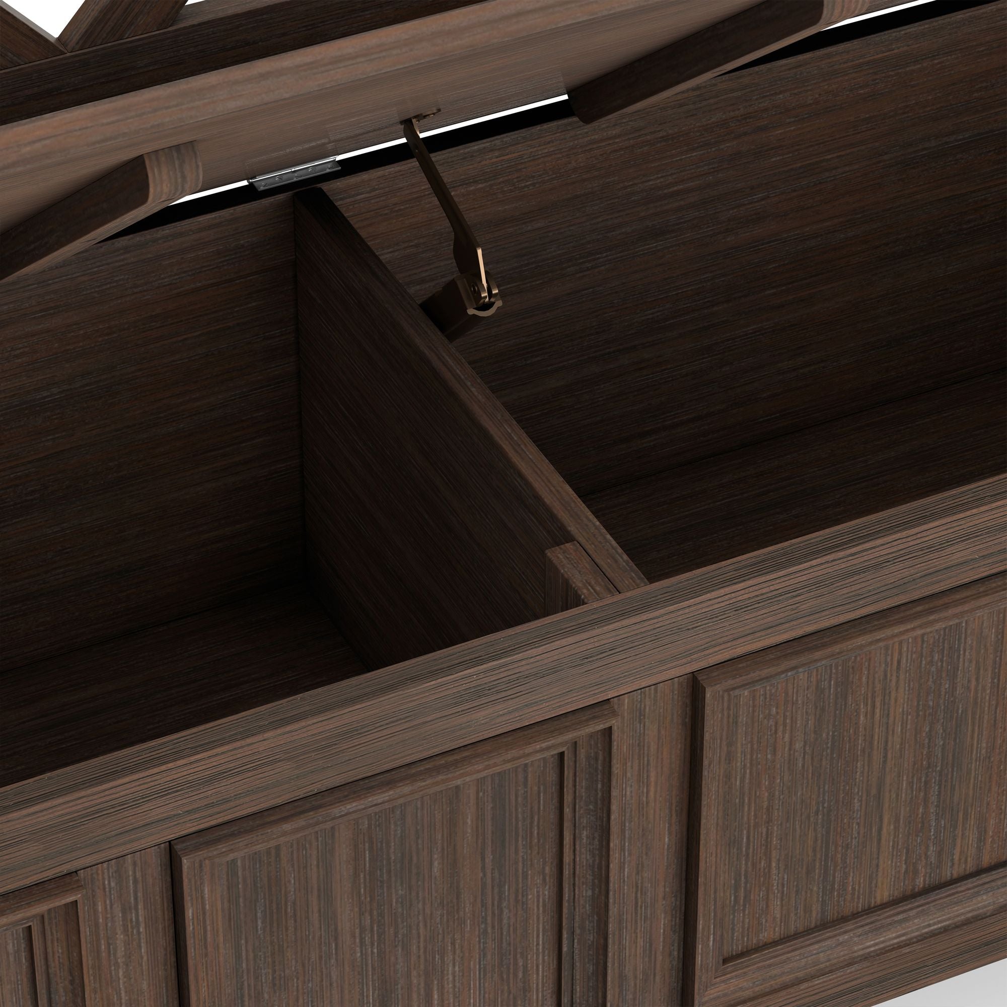 Amherst Solid Wood Entryway Storage Bench in Farmhouse Brown