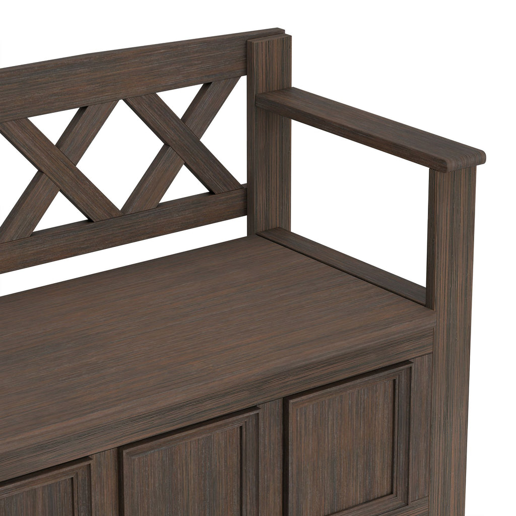 Amherst Solid Wood Entryway Storage Bench in Farmhouse Brown