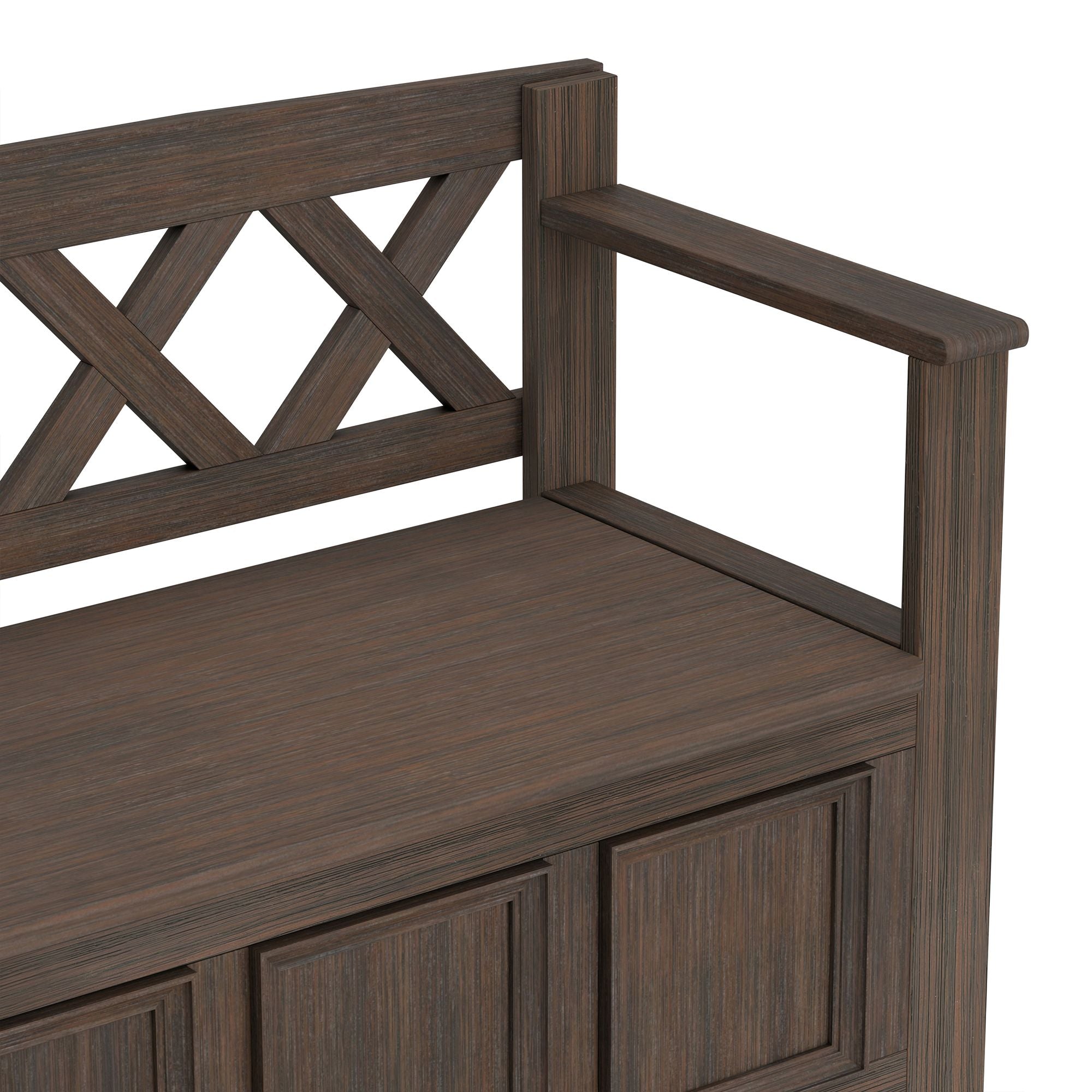 Amherst Solid Wood Entryway Storage Bench in Farmhouse Brown