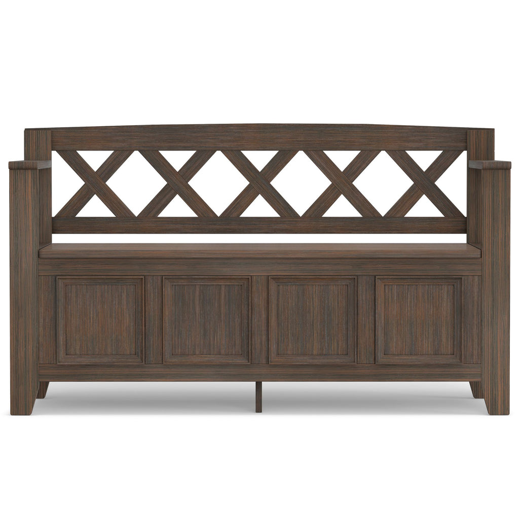 Amherst Solid Wood Entryway Storage Bench in Farmhouse Brown