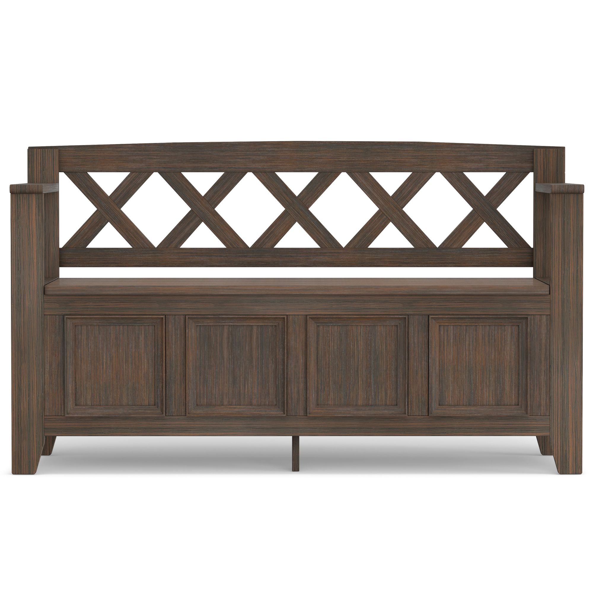 Amherst Solid Wood Entryway Storage Bench in Farmhouse Brown