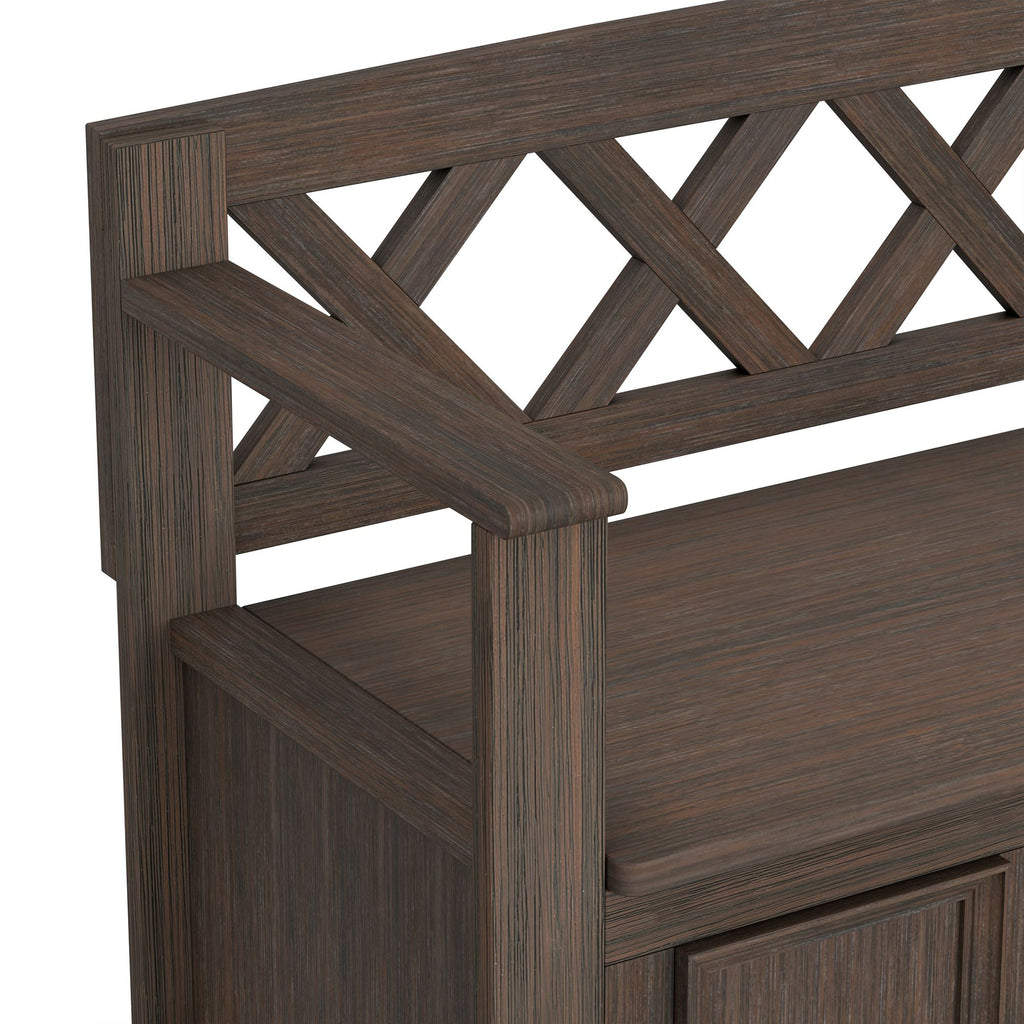 Amherst Solid Wood Entryway Storage Bench in Farmhouse Brown