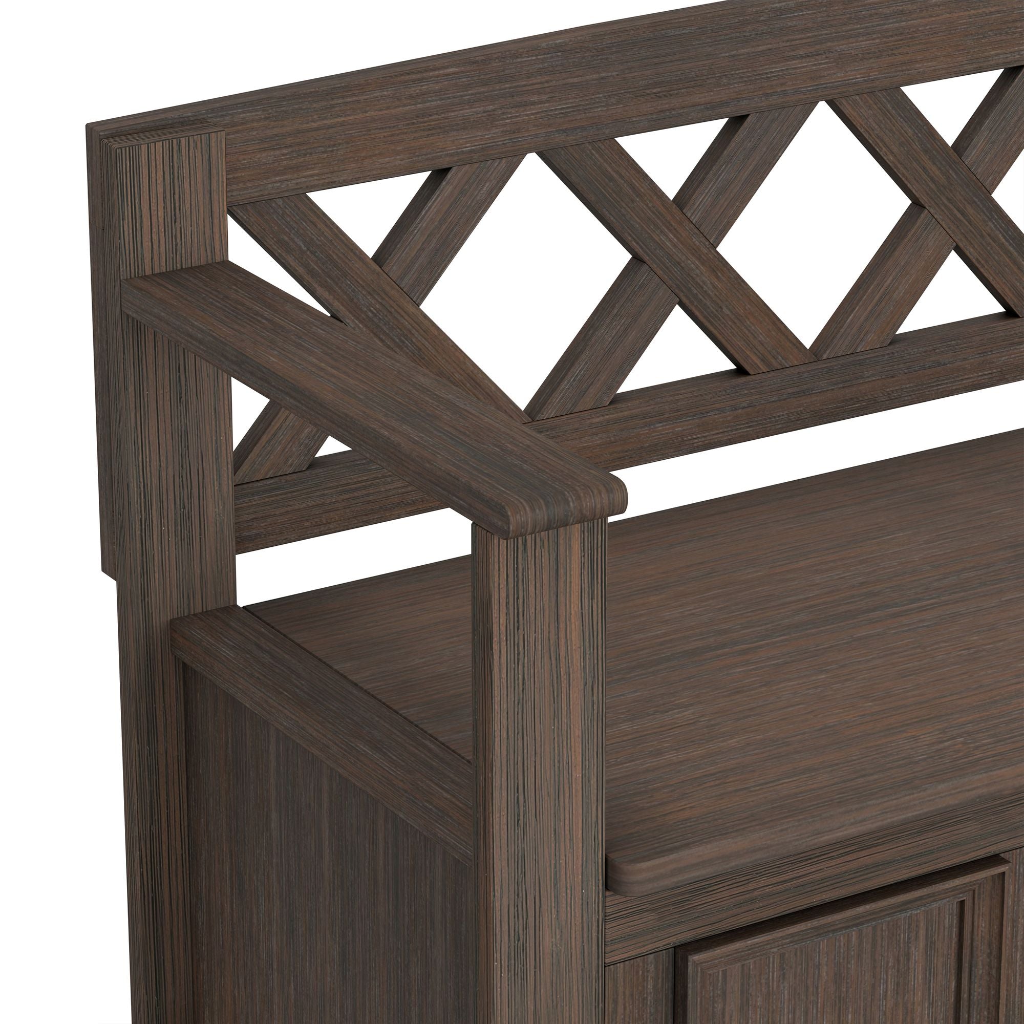 Amherst Solid Wood Entryway Storage Bench in Farmhouse Brown