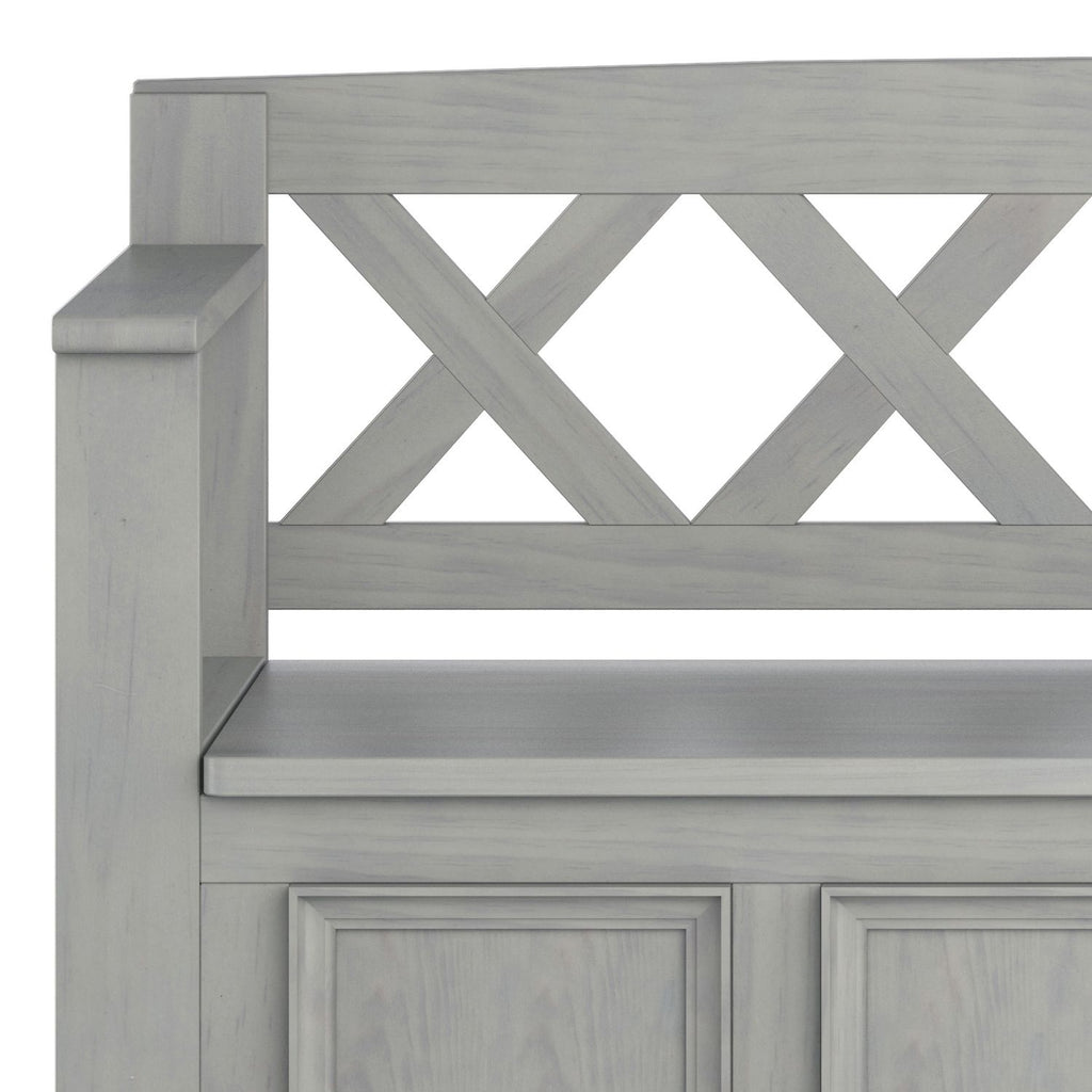 Amherst Solid Wood Entryway Storage Bench in Fog Grey