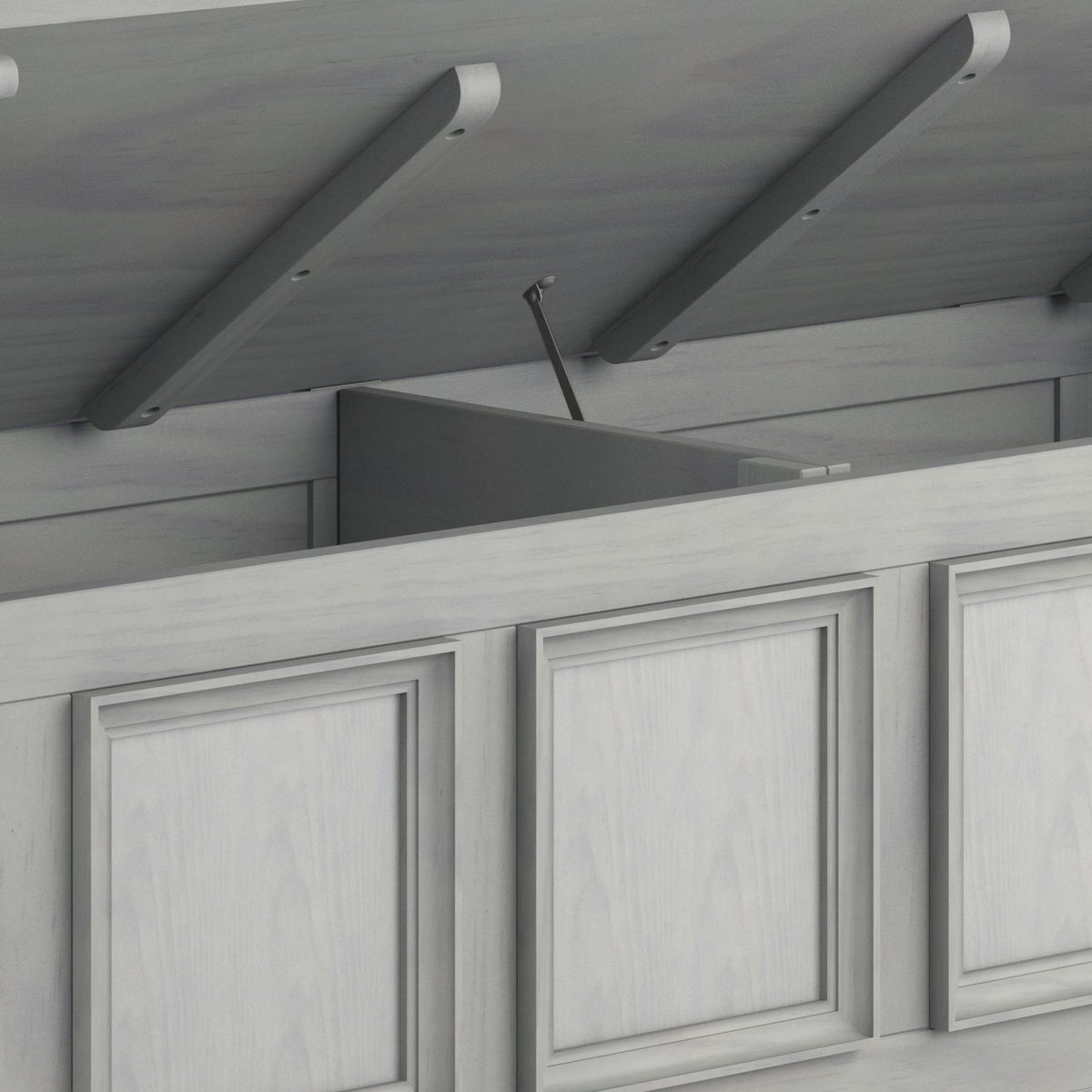 Amherst Solid Wood Entryway Storage Bench in Fog Grey