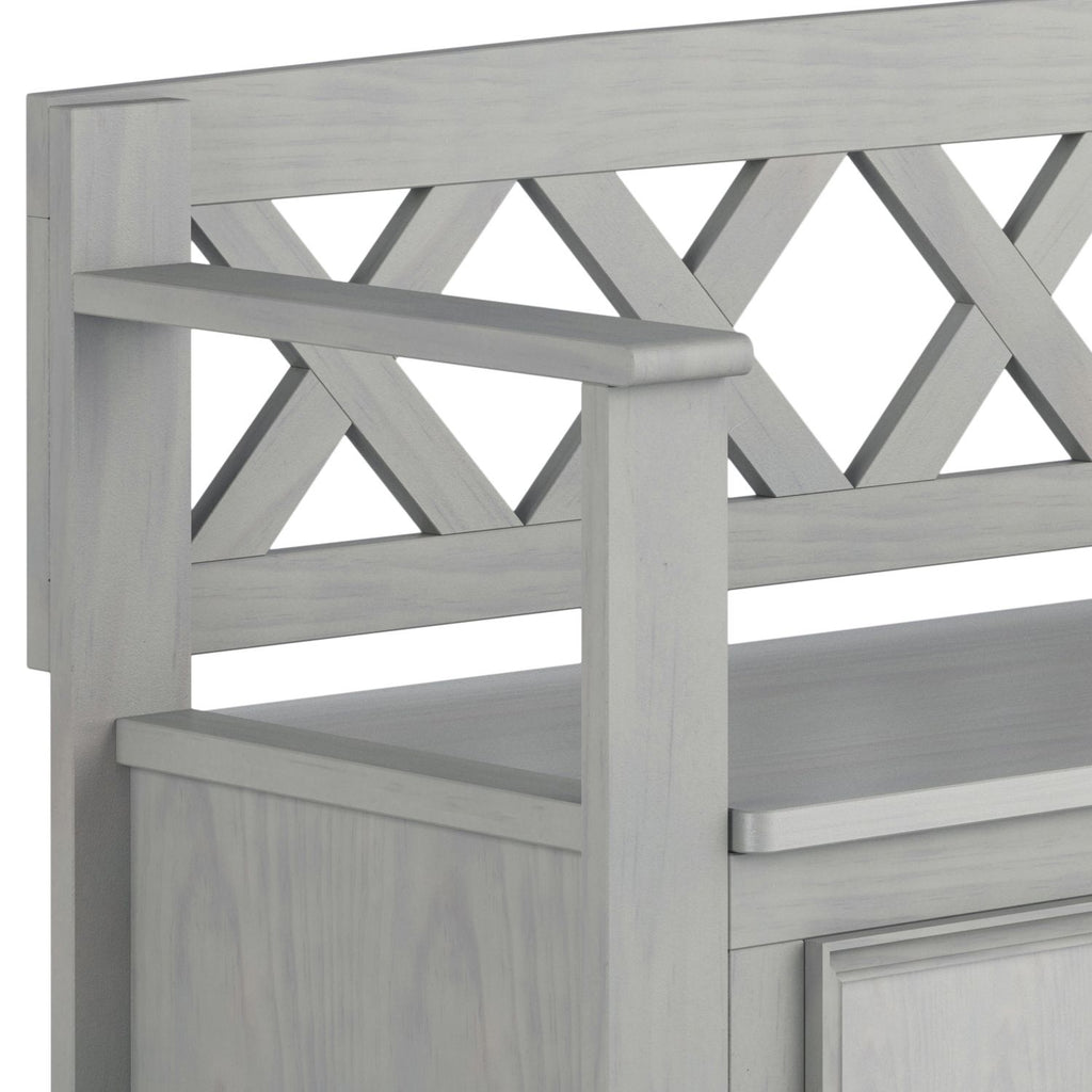 Amherst Solid Wood Entryway Storage Bench in Fog Grey