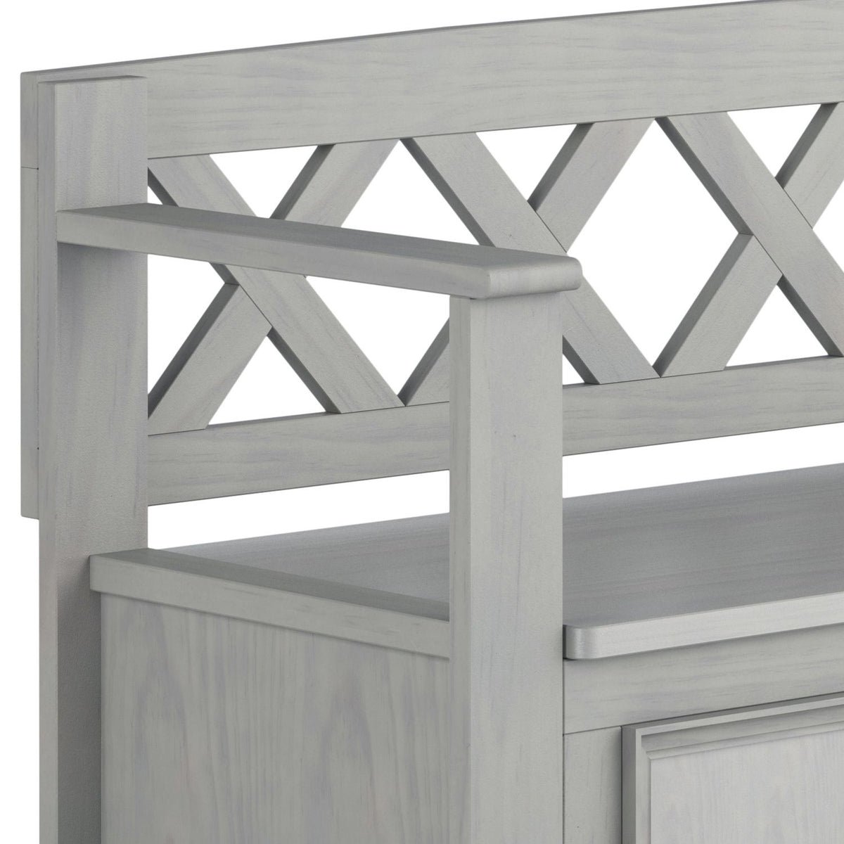 Amherst Solid Wood Entryway Storage Bench in Fog Grey